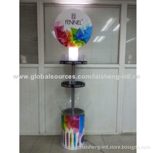 Custom POP floor cosmetic store display stands for nail polish, powder, lipsticks and eyeliners